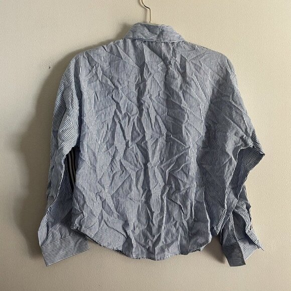 Japna Women’s SZ S Blue w/White Stripes Striped Long Sleeve Button Up Blouse NWT - Picture 8 of 8